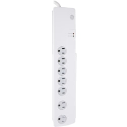 GE 7-Outlet Surge Protector, 3' Cord, White, 34768