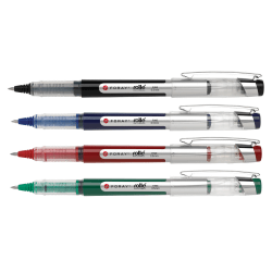 FORAY® Liquid Ink Rollerball Pens With Metal Clips, Fine Point, 0.5 mm, Assorted Barrels, Assorted Ink Colors, Pack Of 4