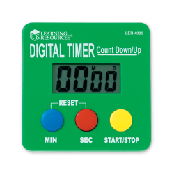 Learning Resources Digital Timer Countdown/Up, 2 3/4" x 2/3/4", Assorted Colors, Pack Of 2