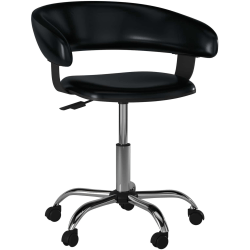 Powell Low-Back Faux Leather Gas-Lift Desk Chair, Black