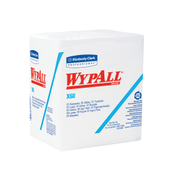 Kimberly-Clark® WYPALL X60 Quarterfold Dry Wipers, Unscented, White, 76 Wipers Per Pack, Case Of 12 Packs