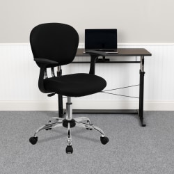 Flash Furniture Mesh Mid-Back Swivel Task Chair With Arms, Black/Silver