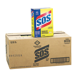 Clorox® S.O.S. Steel Wool Heavy-Duty Soap Pads, 15 Per Box, Case Of 12 Boxes