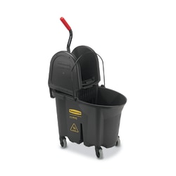 Rubbermaid® WaveBrake Plastic Commercial Bucket With Wringer, 35 Qt, 33 3/4"H x 16"W x 27 1/4"D, Brown