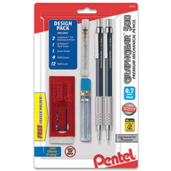 Pentel® Graph Gear 500™ Mechanical Drafting Pencils, 0.7 mm, Blue Barrel, Pack Of 2
