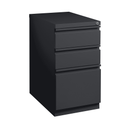 WorkPro® 20"D Vertical 3-Drawer Mobile Pedestal File Cabinet, Black