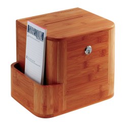 Safco® Bamboo Suggestion Storage Box, 14" x 10" x 8", Cherry