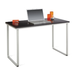 Safco Steel Workstation - Rectangle Top - U-shaped Base - 2 Legs - 150 lb Capacity - 47.25" Table Top Width x 24" Table Top Depth x 0.75" Table Top Thickness - Yes - Black, Silver - Steel, Fiberboard, Wood - 1 Each