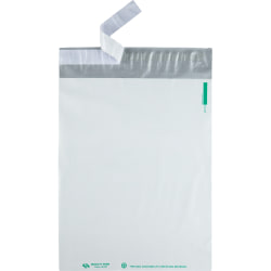 Quality Park™ Poly Mailers With Perforation, 12" x 15 1/2", Self-Adhesive, White, Pack Of 100