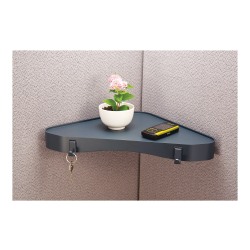 Officemate® Vertical Mate Corner Shelf With 2 Hooks, 2 5/8"H x 9 1/8"W x 7/8"D, Gray