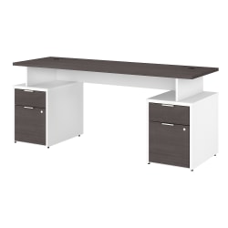 Bush Business Furniture Jamestown 72"W Computer Desk With 4 Drawers, Storm Gray/White, Standard Delivery