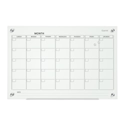 Quartet® Infinity™ Unframed Magnetic Glass Calendar Whiteboard, 18" x 24", White