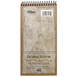TOPS® Second Nature® 100% Recycled Reporter's Notebook, 4" x 8", 1 Subject, Gregg Ruled, 70 Sheets, White