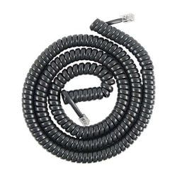 Power Gear Coiled Telephone Cord, 12', Black, 27639