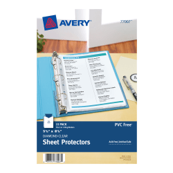 Avery® Diamond Clear Heavyweight Sheet Protectors For Mini Binders, Holds 8.5" x 5.5" Sheets, Clear, Pack Of 15