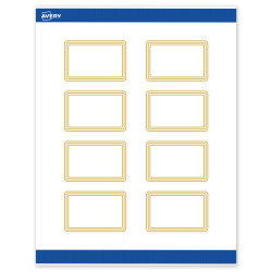 Avery® Print-To-The-Edge Labels With Sure Feed® Technology, S00-DHF-PRWMP10, Rectangle, 2" x 3", Matte White, Preprinted Multi-Lined Gold Border Design, Pack Of 80