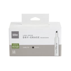 Office Depot® Brand Low-Odor Dry-Erase Markers, Chisel Point, Black, Pack Of 12
