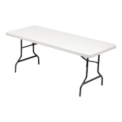 Alera® Resin Folding Table, Rectangle, Platinum/Black