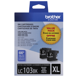 Brother® LC103 High-Yield Black Ink Cartridges, Pack Of 2, LC1032PKS