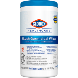 Clorox® Healthcare® Germicidal Wipes With Bleach, Unscented, 6" x 5", Pack Of 150 Wipes