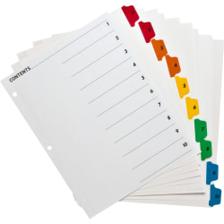 Business Source Table of Content Quick Index Dividers - Printed Tab(s) - Digit - 1-10 - 10 Tab(s)/Set - 21902