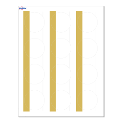 Avery® Print-To-The-Edge Labels With Sure Feed® Technology, S00-D1Q-PRWMP10, Round, 2", Matte White, Preprinted Dipped Gold Edge Design, Pack Of 120