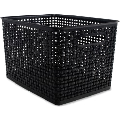 Advantus Plastic Weave Bin, Square, 13.5"H x 10.5"W x 8.8"D, Plastic, Black, 2 / Pack