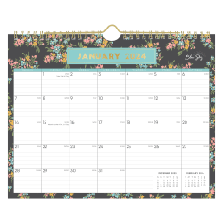 2024 Blue Sky™ Monthly Wall Calendar, 8-3/4" x 11", Winnie Charcoal, January To December