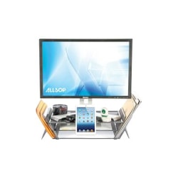 Allsop DeskTek Monitor Stand with Storage Areas, Shelf, and Phone Mount - 30645 - 40 lb Load Capacity - Raises monitor 4" - 20.3" Width - Desktop - Metal - Gray