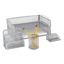 Brenton Studio® Silver Mesh Desk Accessory Set