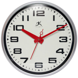 Infinity Instruments Round Wall Clock, 15", Silver/White