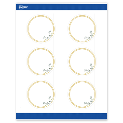 Avery® Print-To-The-Edge Labels With Sure Feed® Technology, S00-DMR-PRWMP10, Round, 3", Matte White, Preprinted Double Gold Border with Florals Design, Pack Of 60