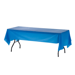 Table Mate Plastic Table Covers, 54" x 108", Blue, Pack Of 6