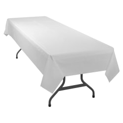 Table Mate Plastic Table Covers, 54" x 108", White, Pack Of 6