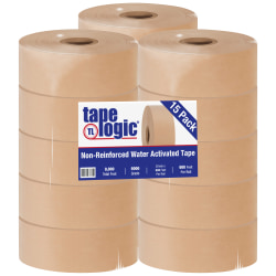 Tape Logic® Water-Activated Packing Tape, 3" Core, 2" x 200 Yd., Kraft, Case Of 15