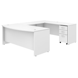 Bush Business Furniture 72"W Studio C U-Shaped Corner Desk With Mobile File Cabinet, White, Standard Delivery