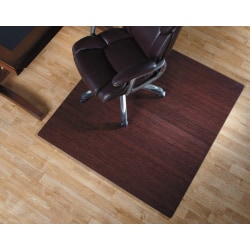 Realspace® Bamboo Roll-Up Chair Mat, 48" x 52", Dark Cherry