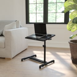 Flash Furniture 23"W Height Adjustable Contemporary Metal Mobile Computer Desk, Black