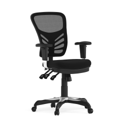 Flash Furniture Nicholas Mid-Back Black Mesh Multifunction Executive Swivel Ergonomic Office Chair with Adjustable Arms, Black