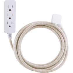 Cordinate 3 Outlet Extension Cord with Surge Protection, 10' Braided Cord, Brown/White, 37916
