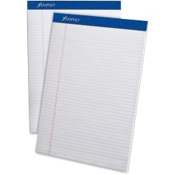 Ampad Perforated Ruled Pads - Letter - 50 Sheets - Stapled - 0.25" Ruled - 20 lb Basis Weight - Letter - 8 1/2" x 11"8.5" x 11.8" - White Paper - White Cover - Sturdy Back, Header Strip, Pinhole Perforated, Chipboard Backing - 1 Dozen