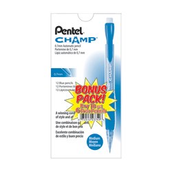 Champ Mechanical Pencils, 0.7 mm, #2 Lead, Blue Barrel, Pack Of 24