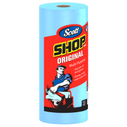 Scott® 1-Ply Shop Paper Towels, Blue, 55 Sheets Per Roll, Pack Of 30 Rolls