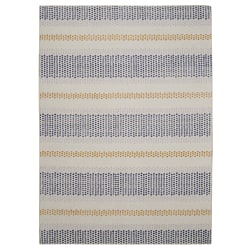 Linon Washable Outdoor Area Rug, Rennie, 3' x 5', Ivory/Blue