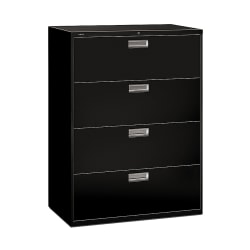 HON® Brigade® 600 42"W Lateral 4-Drawer File Cabinet, Metal, Black