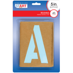 Creative Start® Stencil Kit, Reusable Paper, Letters, Numbers and Symbols, Gothic, 5", 45 Characters