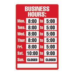 Cosco® "Business Hours" Sign Kit, 8" x 12"