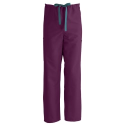 Medline ComfortEase™ Unisex Regular Non-Reversible Drawstring Cargo Scrub Pants, XL, Wine