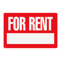Cosco Printed Sign, For Rent, 8" x 12", Red/White