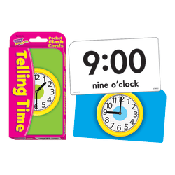TREND Pocket Flash Cards, 3 1/8" x 5 1/4", Telling Time, Box Of 56